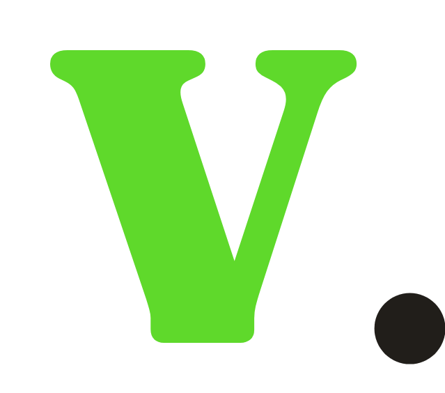 Símbolo V em volt com ponto tinta